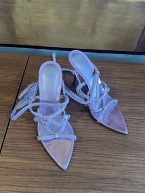 Lavender Braided Strap Pointed-Toe Heels